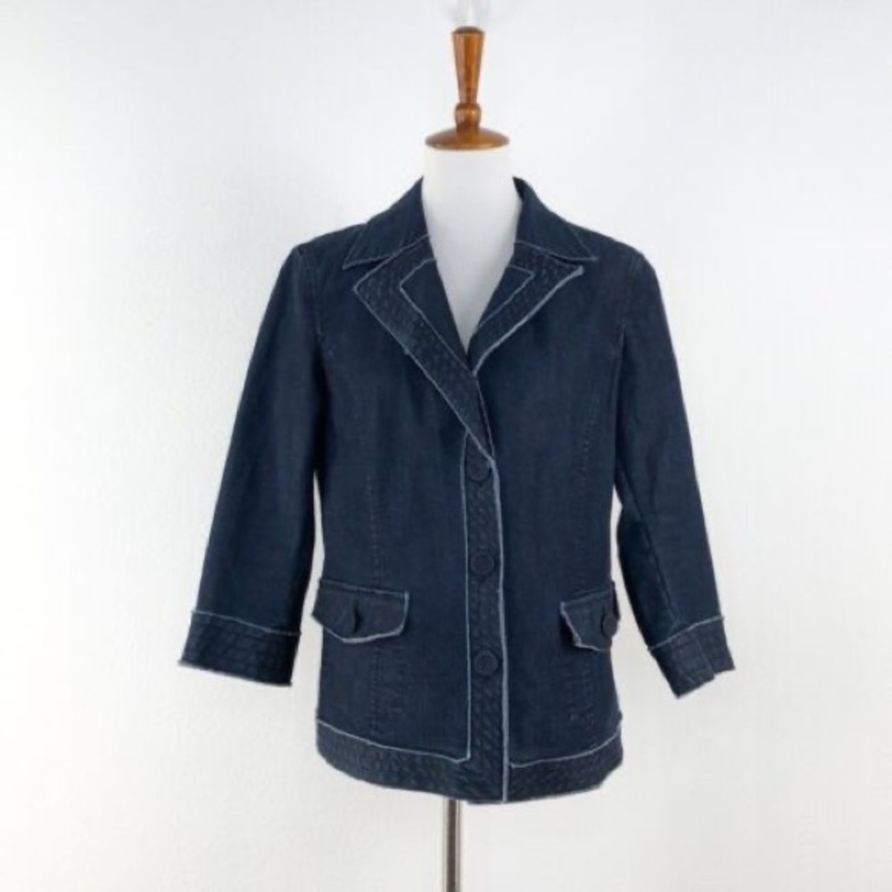 Lafayette 148 New York blue Jean denim jacket size 16